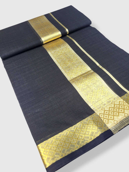 Premium Wedding Handloom Balaramapuram Unaakupaavu Kasavu Mundu for Men