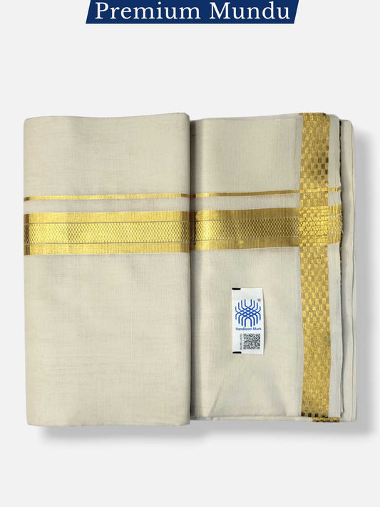 Premium Wedding Handloom Balaramapuram Unaakupaavu Kasavu Mundu for Men