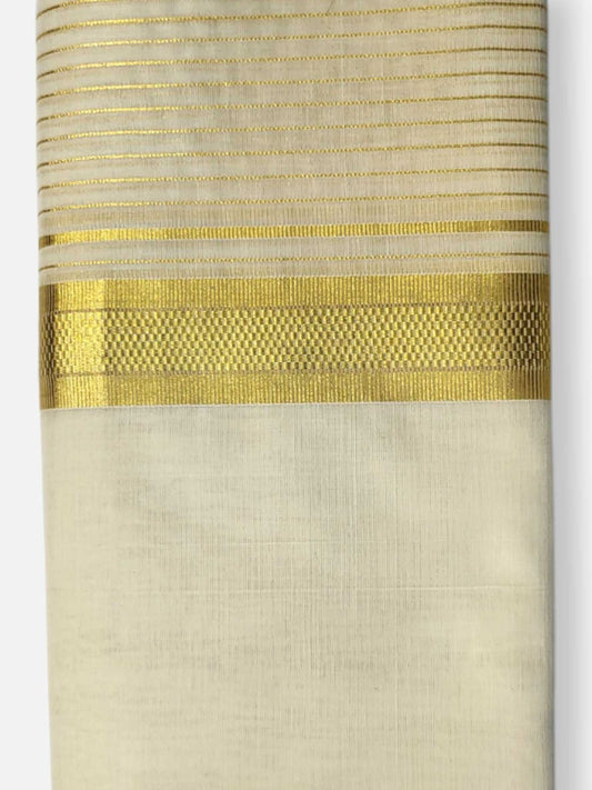 Premium Wedding Handloom Balaramapuram Unaakupaavu Kasavu Mundu for Men