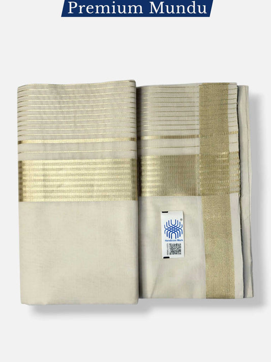 Premium Wedding Handloom Balaramapuram Unaakupaavu Kasavu Mundu for Men