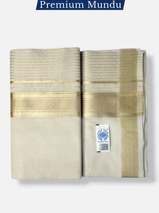 Premium Wedding Handloom Balaramapuram Unaakupaavu Kasavu Mundu for Men
