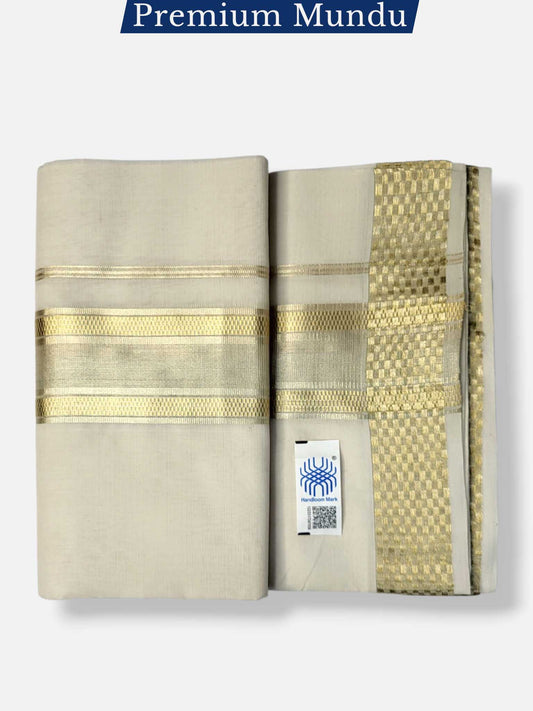 Premium Wedding Handloom Balaramapuram Unaakupaavu Kasavu Mundu for Men