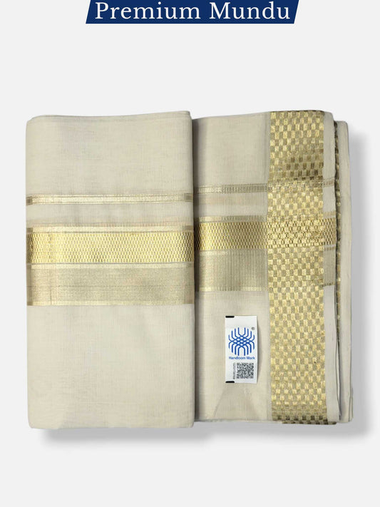 Premium Wedding Handloom Balaramapuram Unaakupaavu Kasavu Mundu for Men