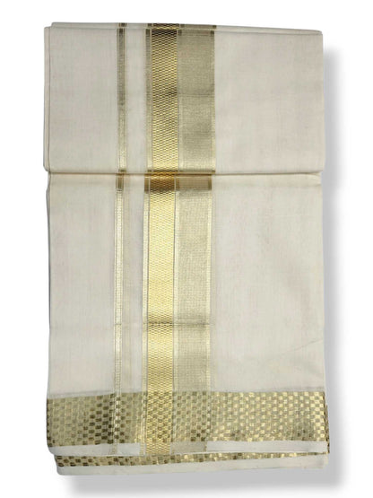 Premium Wedding Handloom Balaramapuram Unaakupaavu Kasavu Mundu for Men