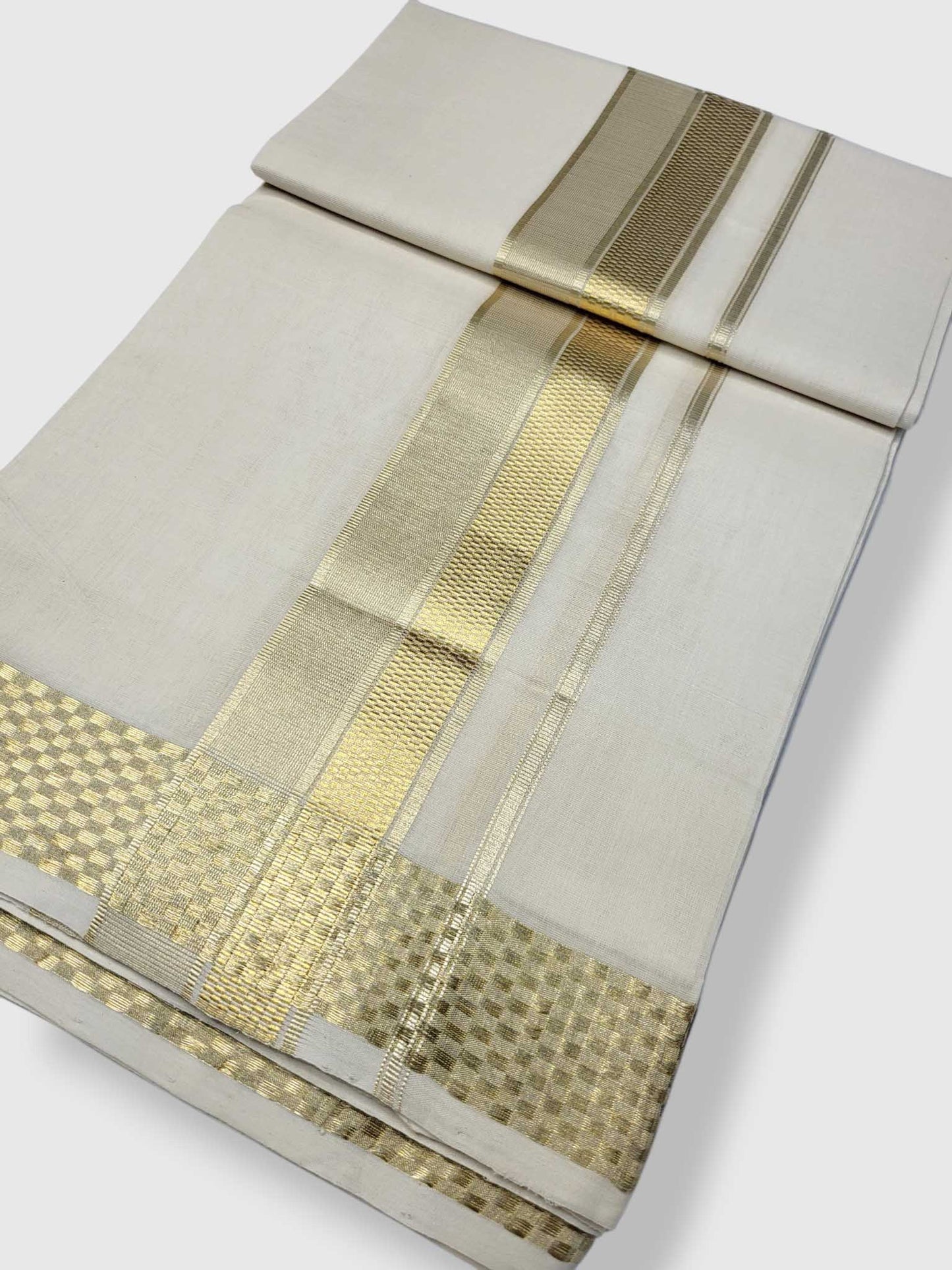 Premium Wedding Handloom Balaramapuram Unaakupaavu Kasavu Mundu for Men