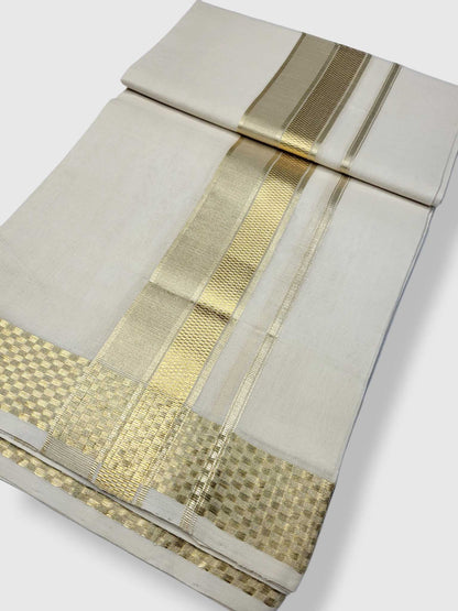 Premium Wedding Handloom Balaramapuram Unaakupaavu Kasavu Mundu for Men