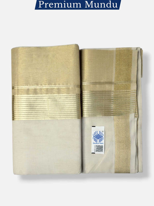 Premium Wedding Handloom Balaramapuram Unaakupaavu Kasavu Mundu for Men