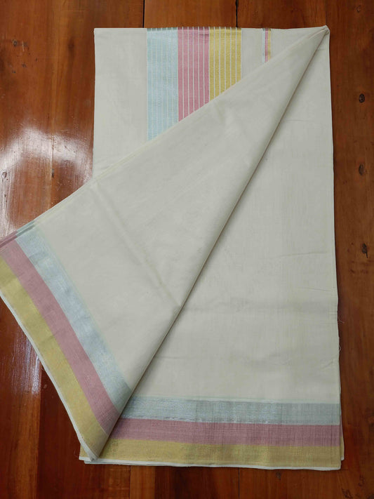 Kerala Saree Balaramapuram Handloom with Multi Kasavu Border