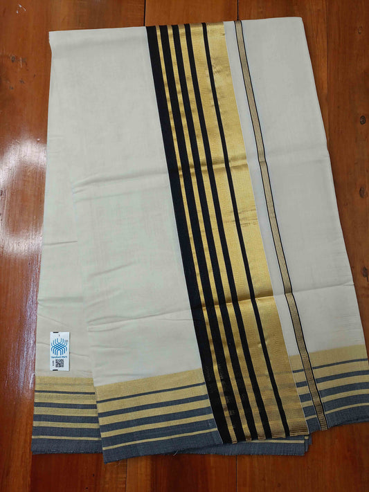 Kerala Saree Balaramapuram Handloom with Gold & Black Colour