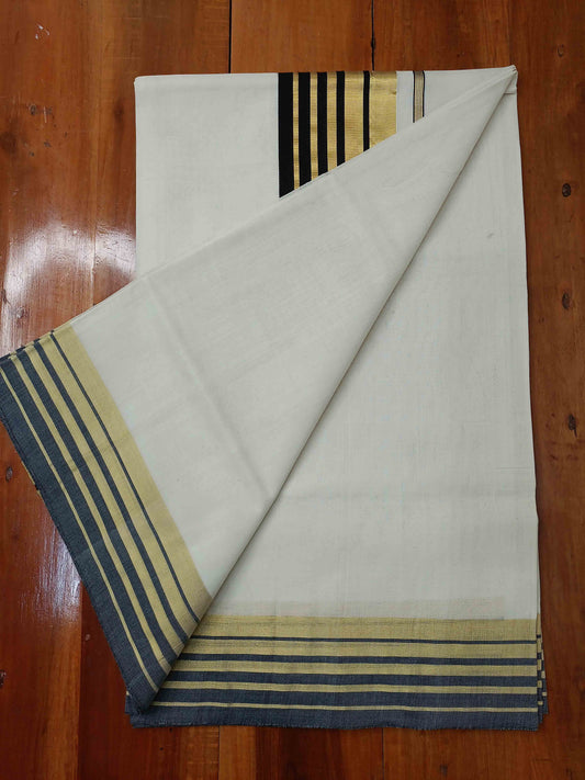 Kerala Saree Balaramapuram Handloom with Gold & Black Colour