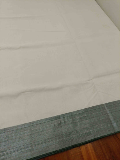 Kerala Saree Balaramapuram Handloom with Green & Silver Colour