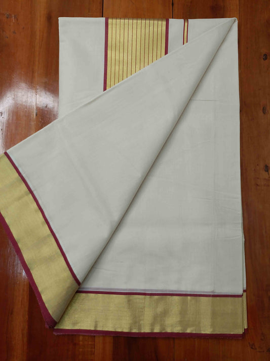 Kerala Saree Balaramapuram Handloom with Maroon & Gold Colour