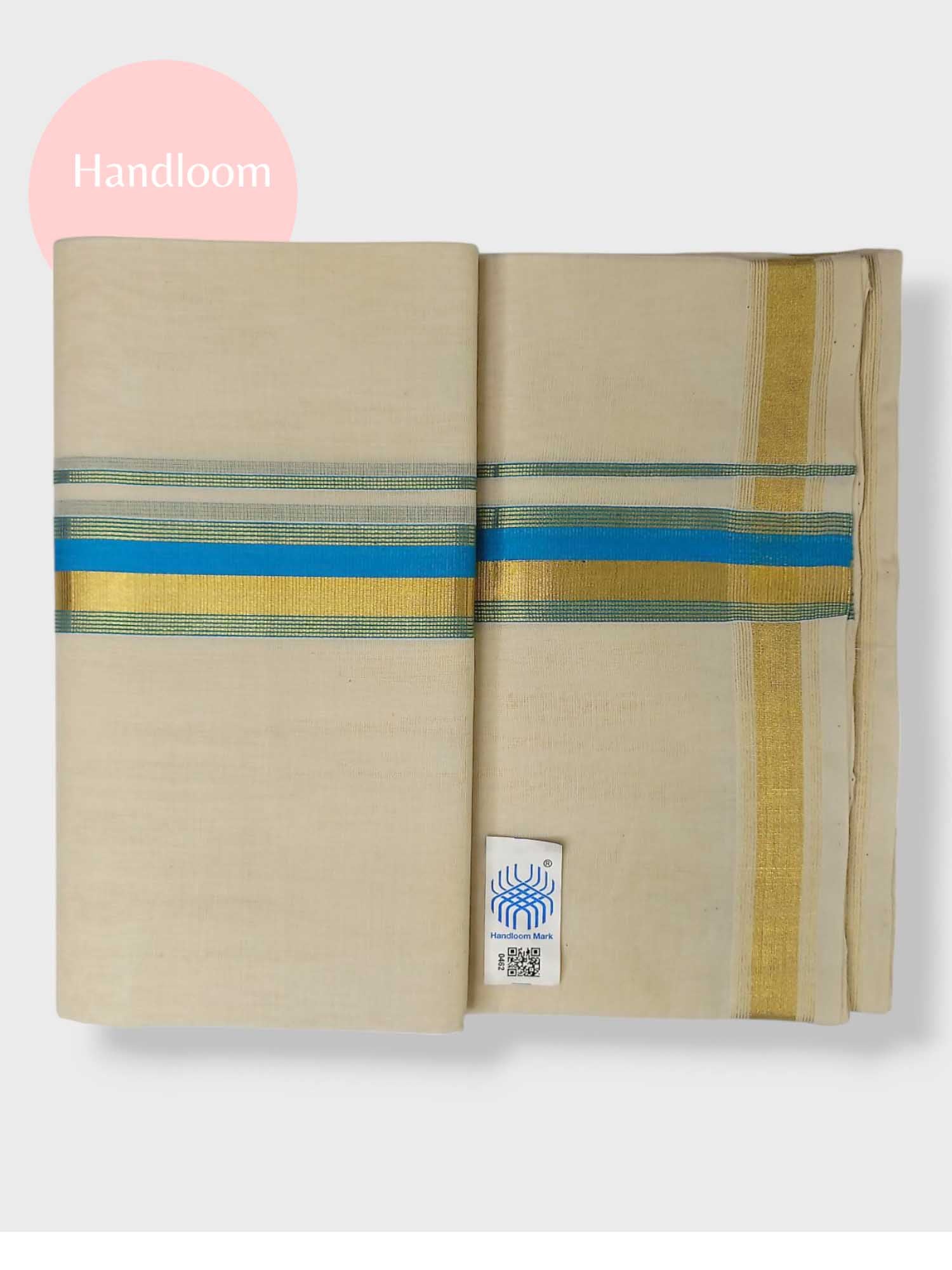 Original Balaramapuram Handloom Kasavu Mundu for Men