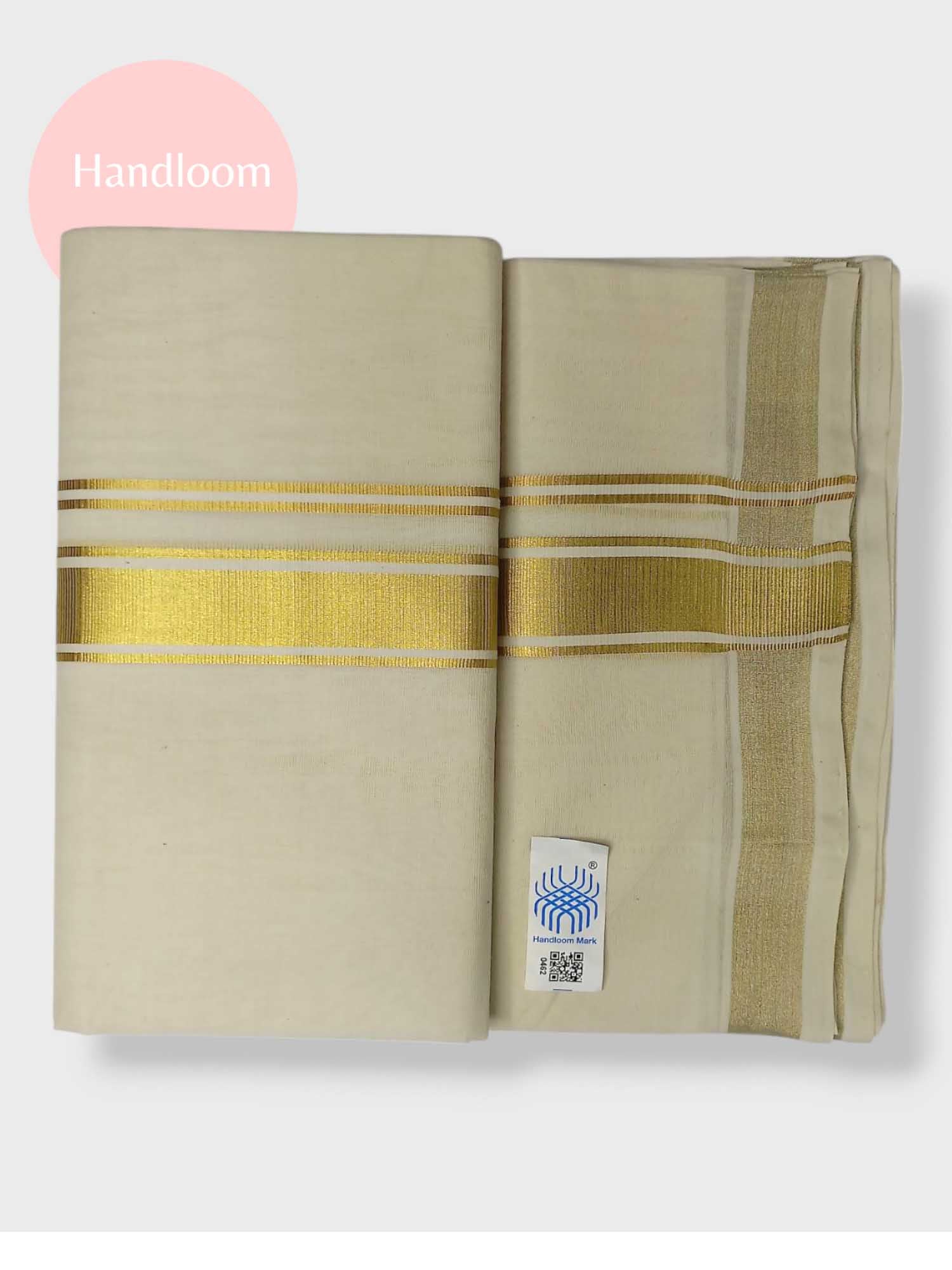 Original Balaramapuram Handloom Kasavu Mundu for Men