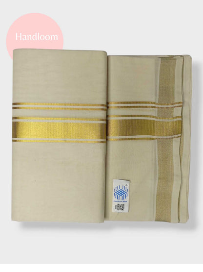 Original Balaramapuram Handloom Kasavu Mundu for Men