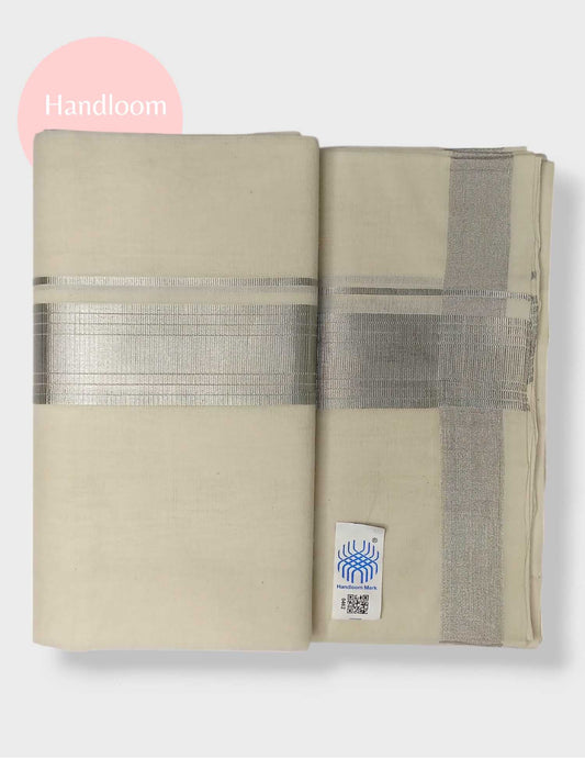 Original Balaramapuram Handloom Kasavu Mundu for Men