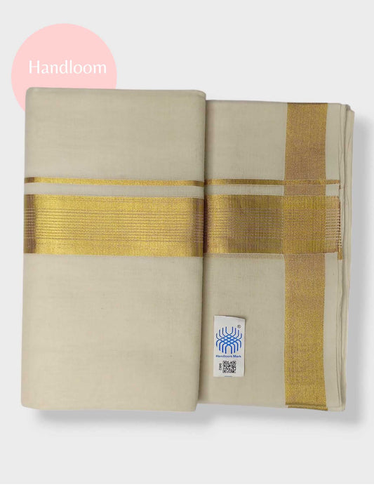 Original Balaramapuram Handloom Kasavu Mundu for Men