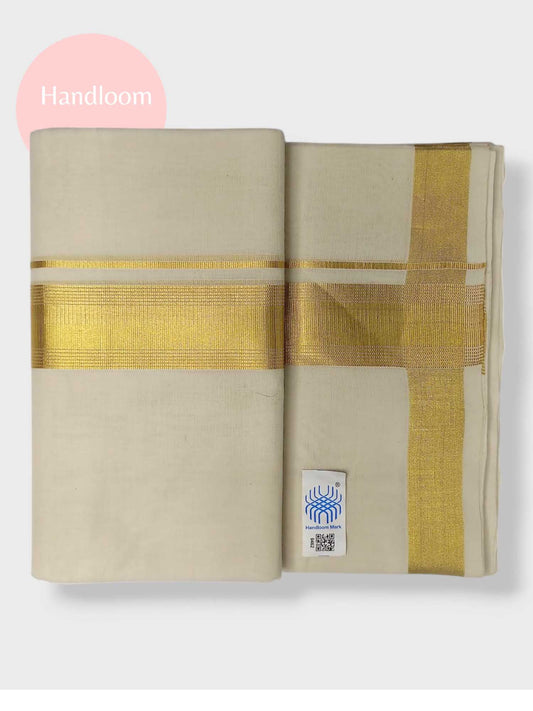 Original Balaramapuram Handloom Kasavu Mundu for Men