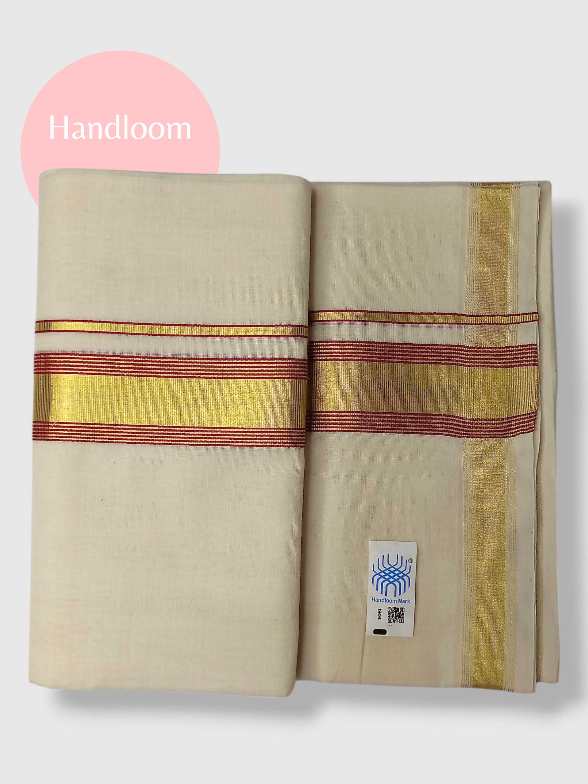 Original Balaramapuram Handloom Kasavu Mundu for Men