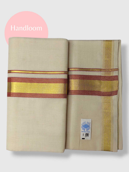 Original Balaramapuram Handloom Kasavu Mundu for Men