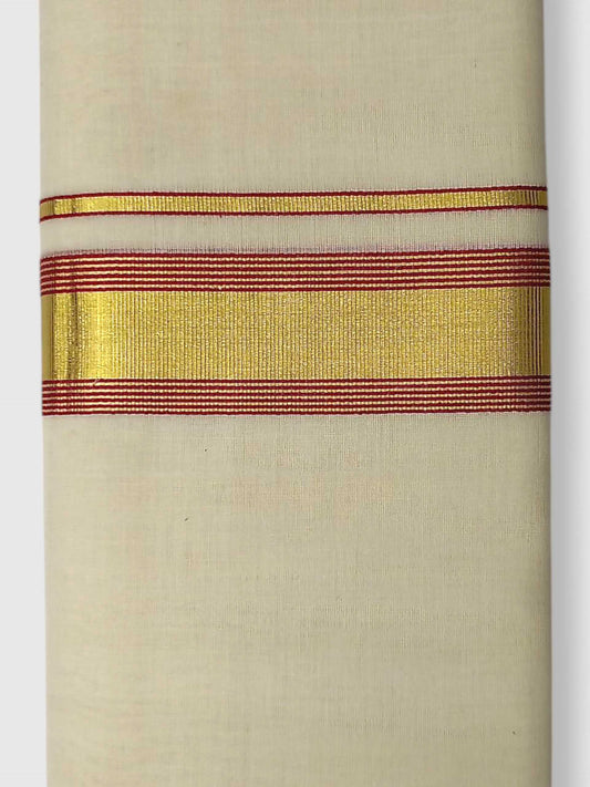 Original Balaramapuram Handloom Kasavu Mundu for Men