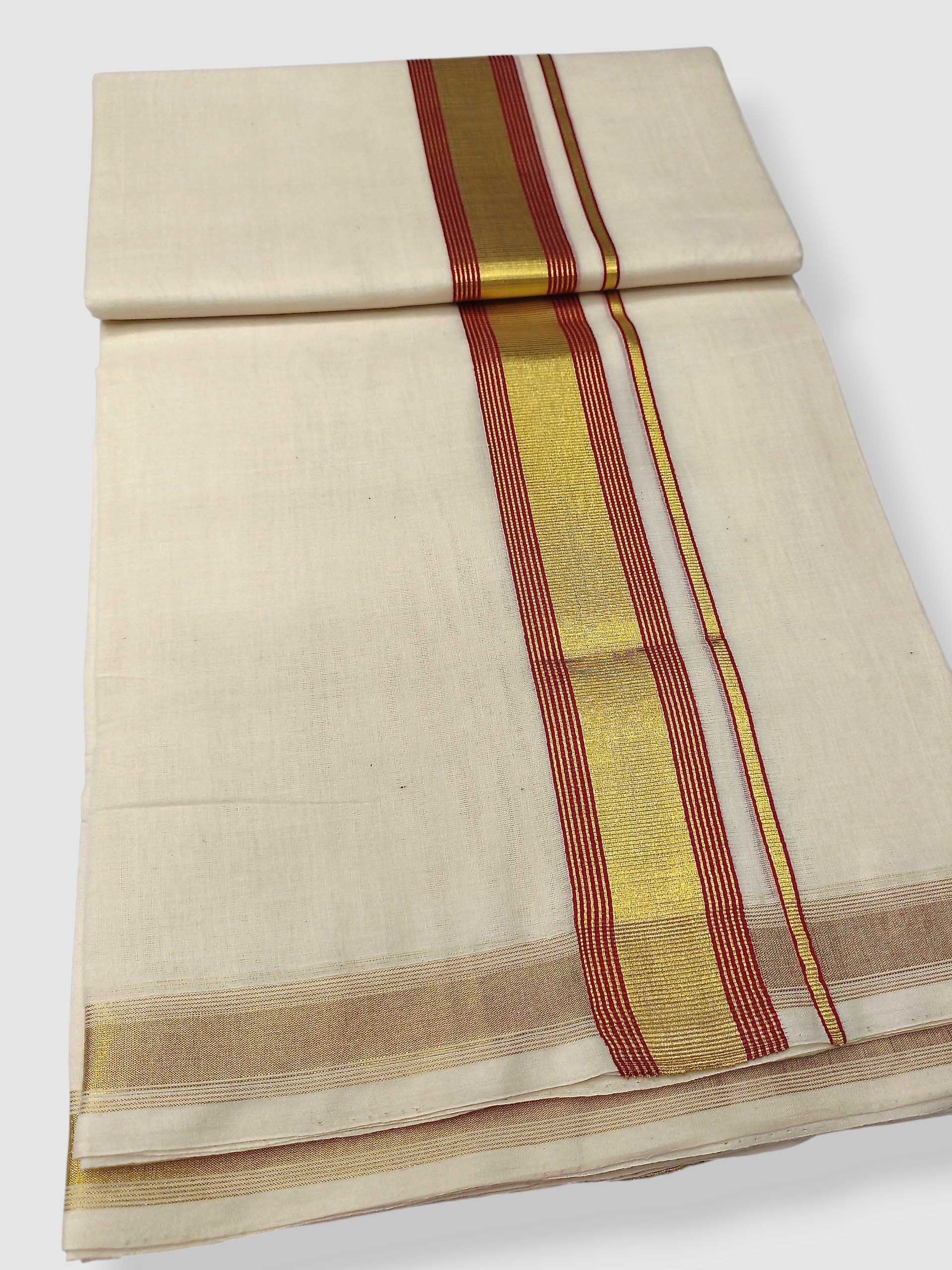 Original Balaramapuram Handloom Kasavu Mundu for Men