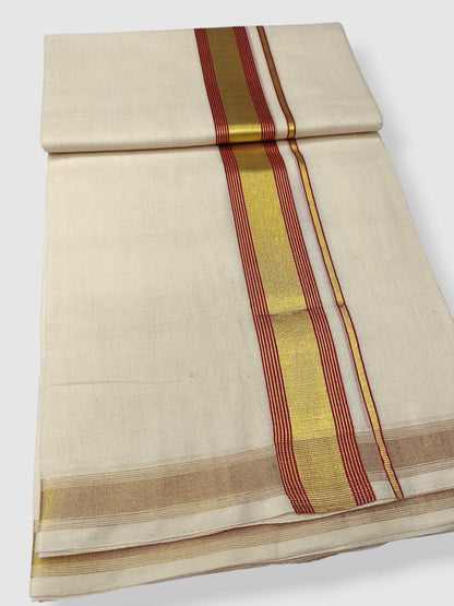 Original Balaramapuram Handloom Kasavu Mundu for Men