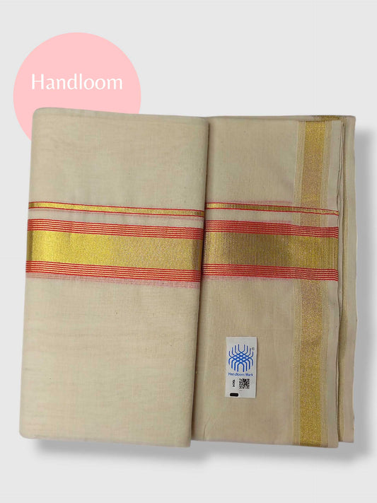 Original Balaramapuram Handloom Kasavu Mundu for Men