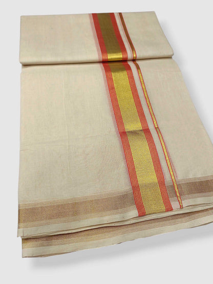 Original Balaramapuram Handloom Kasavu Mundu for Men