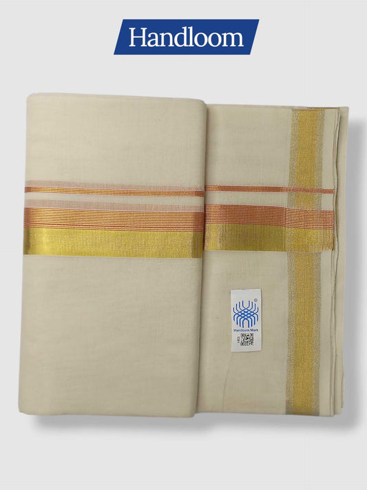 Original Balaramapuram Handloom Kasavu Mundu for Men