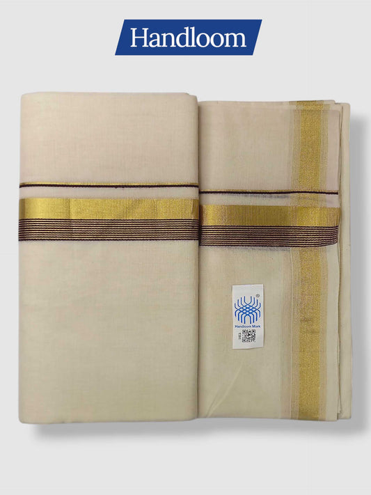 Original Balaramapuram Handloom Kasavu Mundu for Men