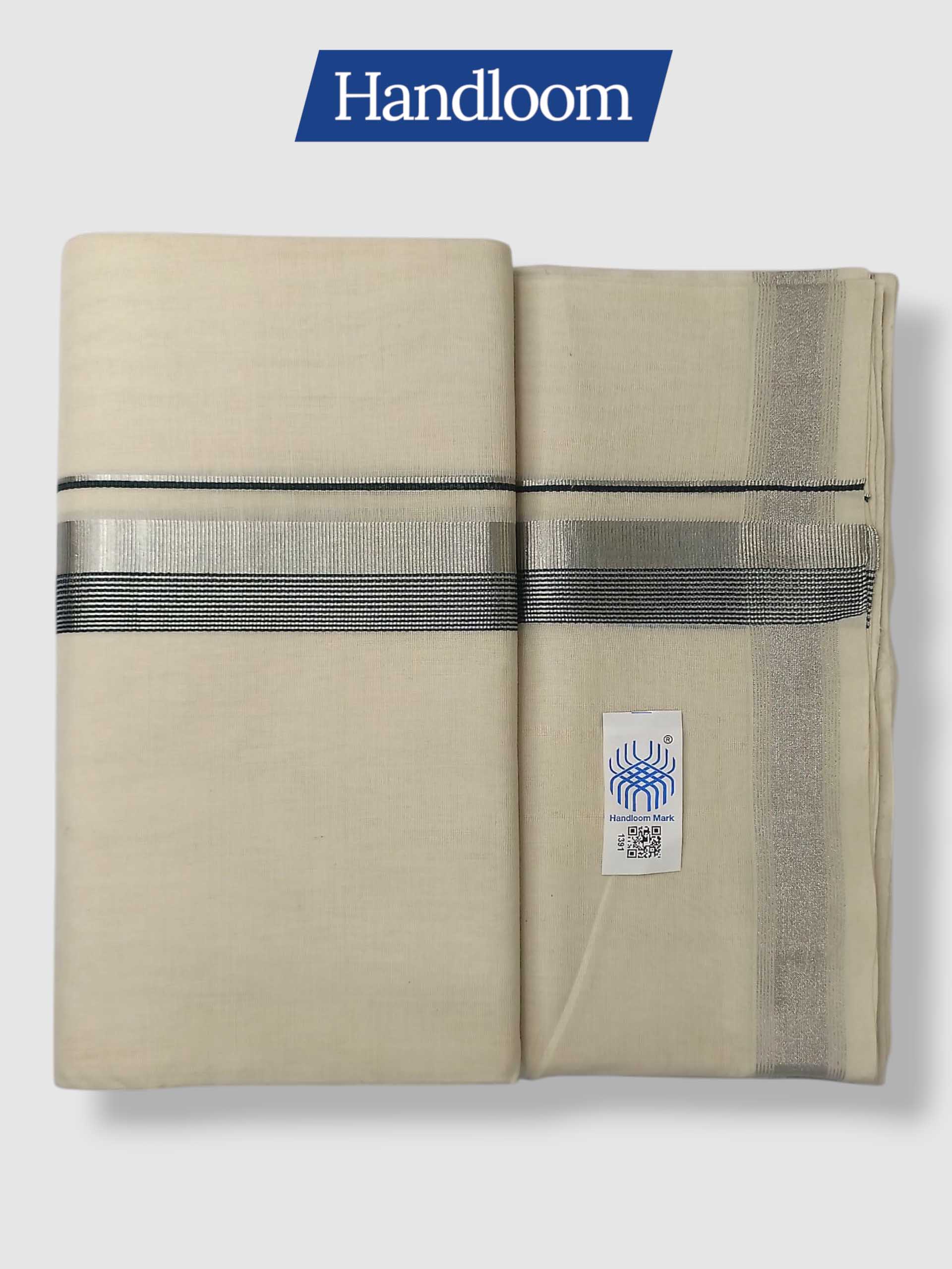 Original Balaramapuram Handloom Kasavu Mundu for Men