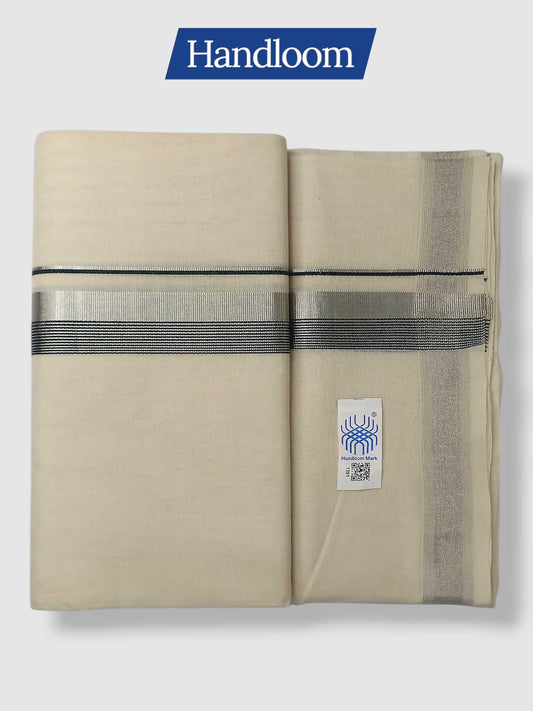 Original Balaramapuram Handloom Kasavu Mundu for Men