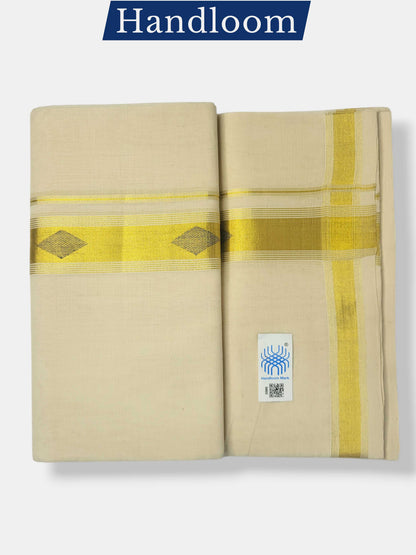 Original Balaramapuram Handloom Kasavu Mundu for Men