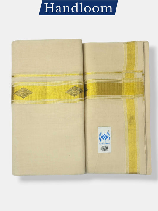 Original Balaramapuram Handloom Kasavu Mundu for Men