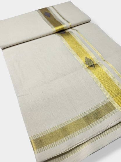 Original Balaramapuram Handloom Kasavu Mundu for Men