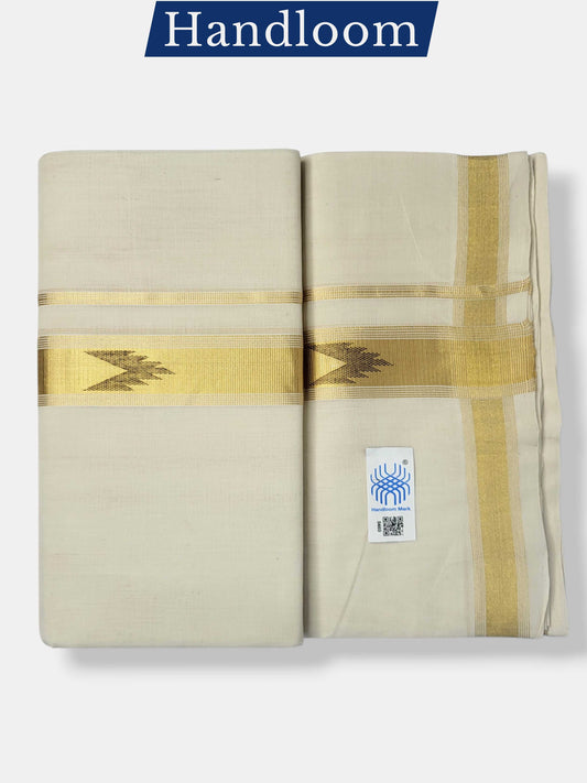 Original Balaramapuram Handloom Kasavu Mundu for Men