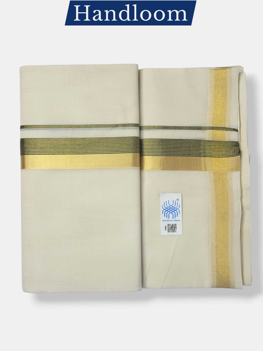 Original Balaramapuram Handloom Kasavu Mundu for Men