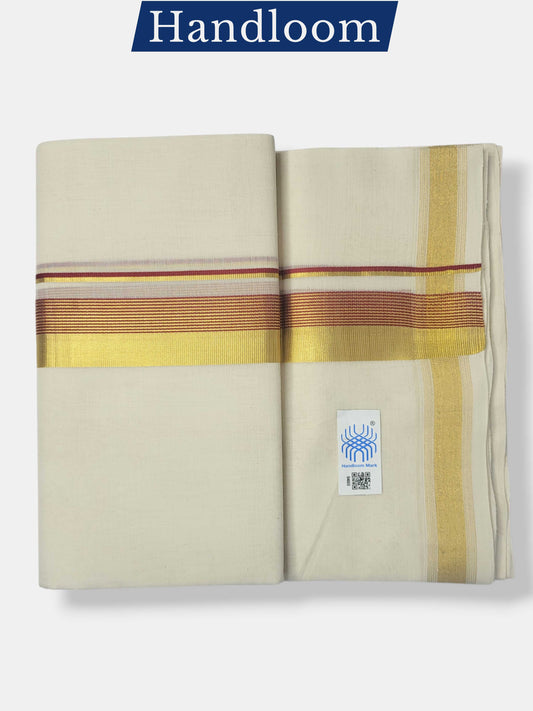 Original Balaramapuram Handloom Kasavu Mundu for Men