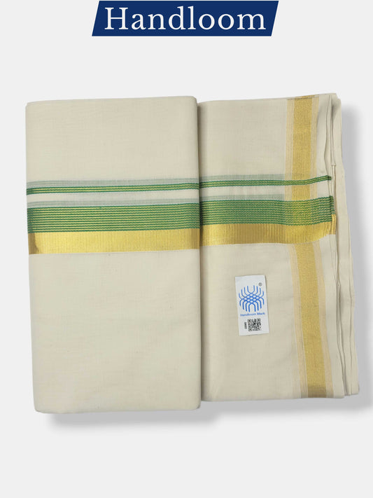 Original Balaramapuram Handloom Kasavu Mundu for Men