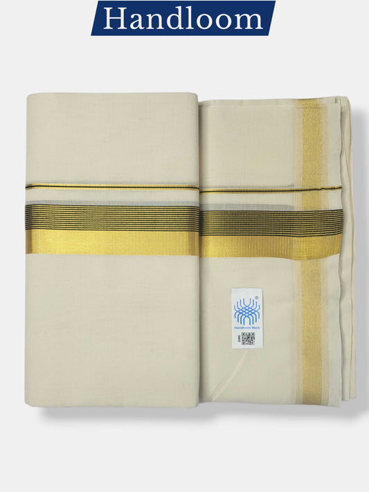 Original Balaramapuram Handloom Kasavu Mundu for Men