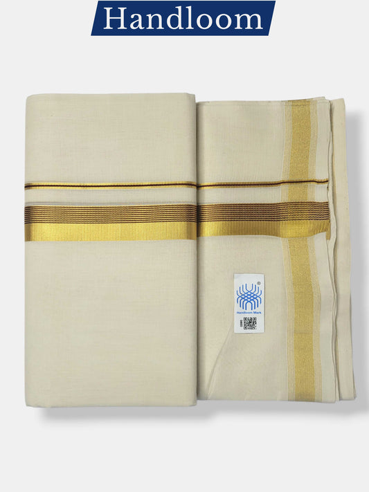 Original Balaramapuram Handloom Kasavu Mundu for Men
