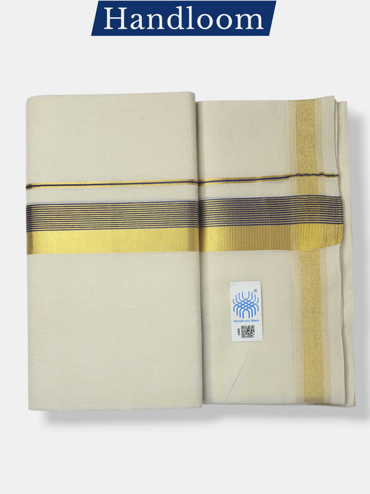 Original Balaramapuram Handloom Kasavu Mundu for Men