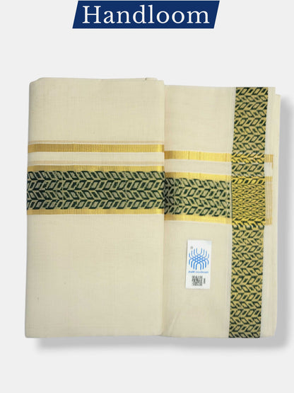 Original Balaramapuram Handloom Kasavu Mundu for Men