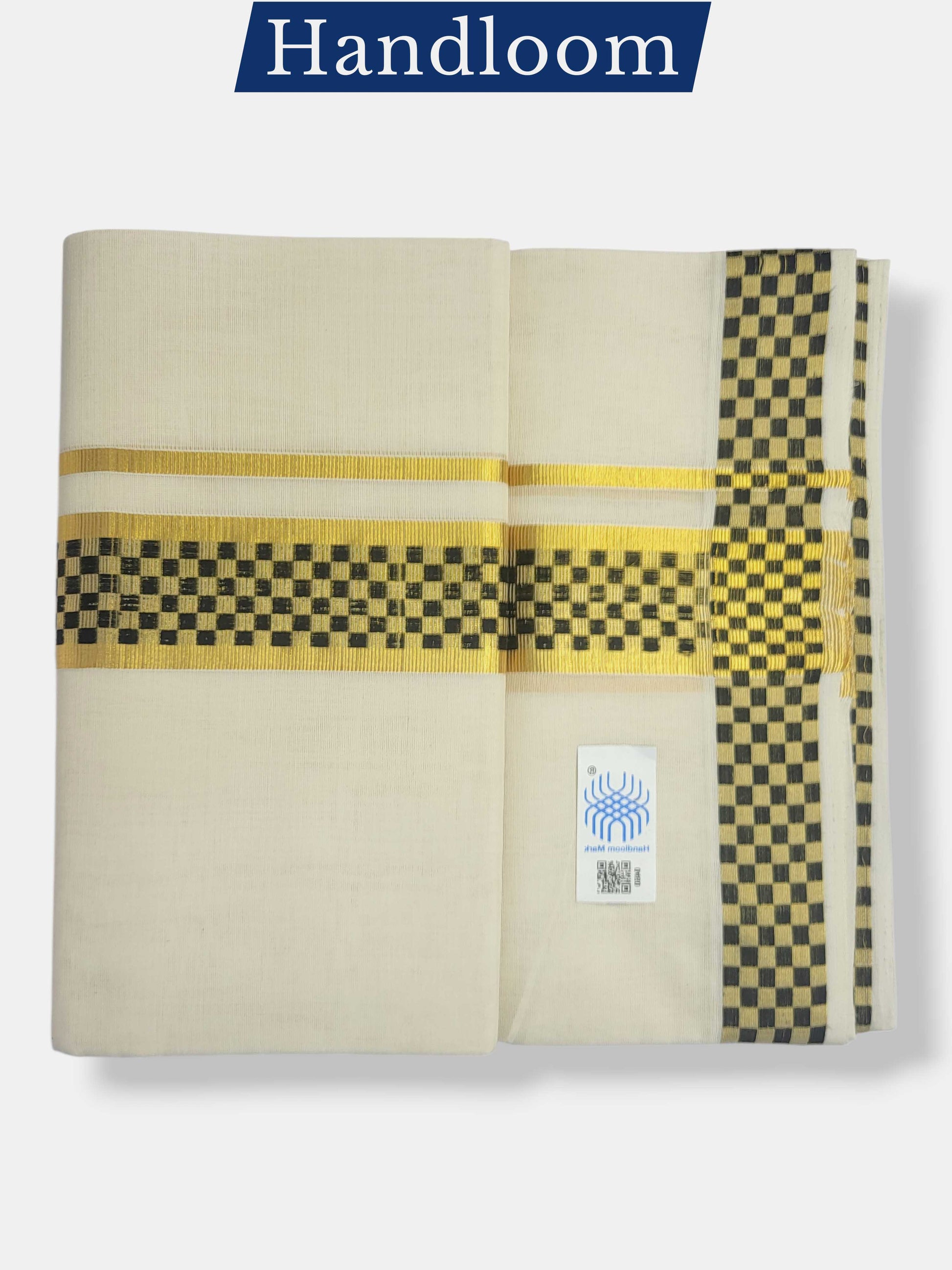 Original Balaramapuram Handloom Kasavu Mundu for Men