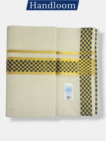 Original Balaramapuram Handloom Kasavu Mundu for Men