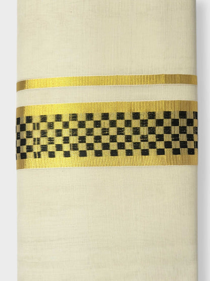 Original Balaramapuram Handloom Kasavu Mundu for Men