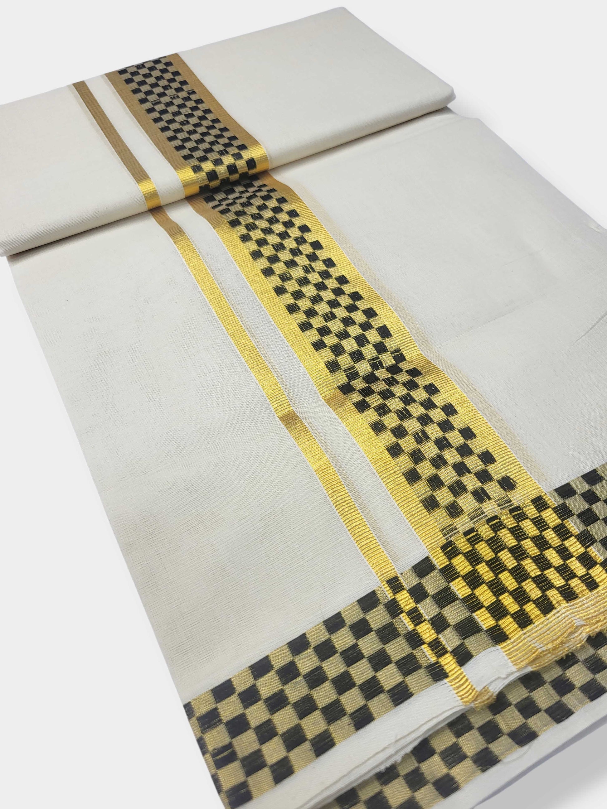 Original Balaramapuram Handloom Kasavu Mundu for Men