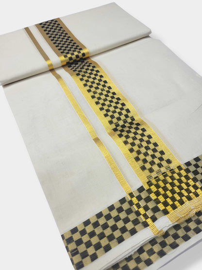 Original Balaramapuram Handloom Kasavu Mundu for Men