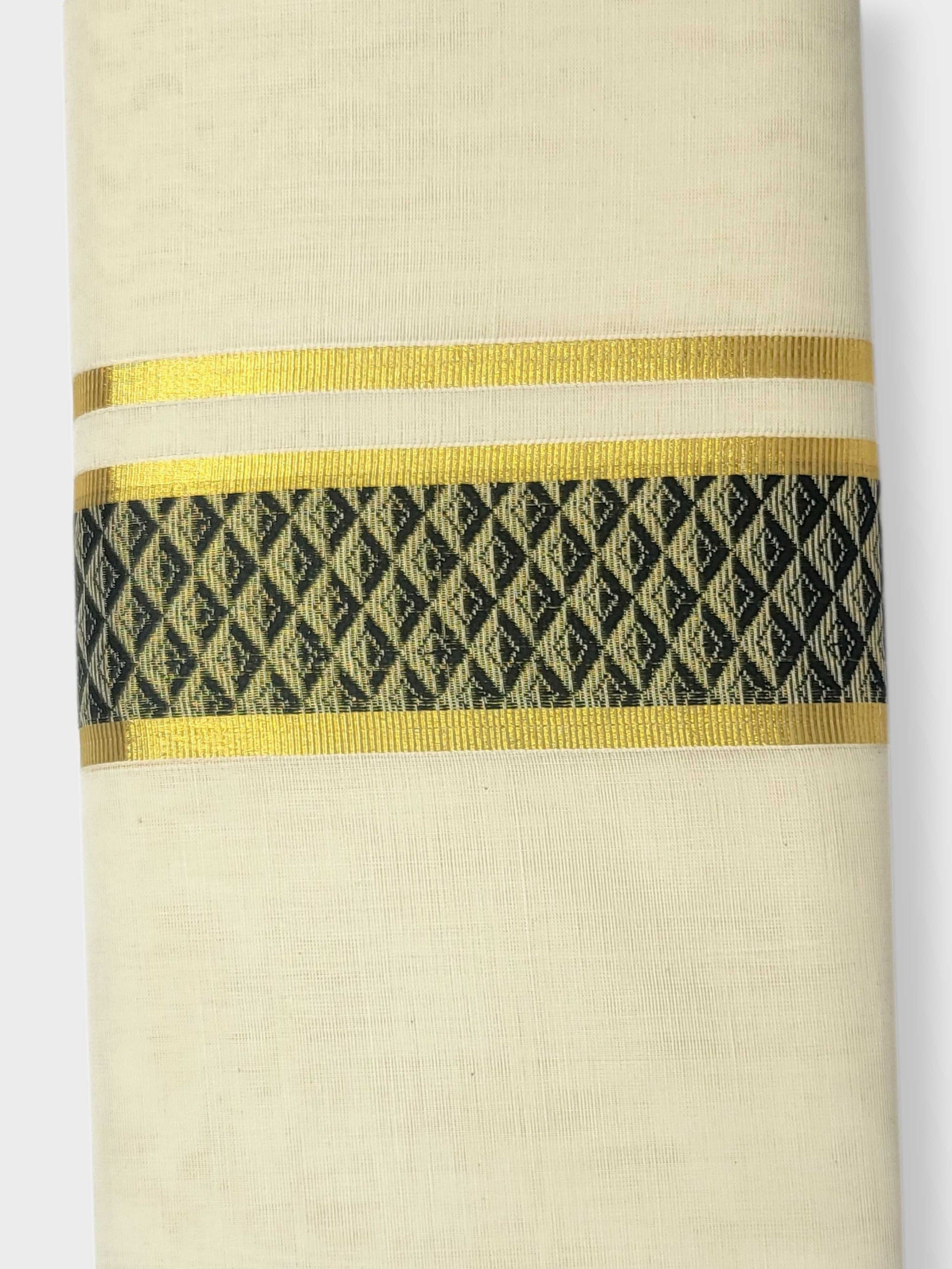 Original Balaramapuram Handloom Kasavu Mundu for Men